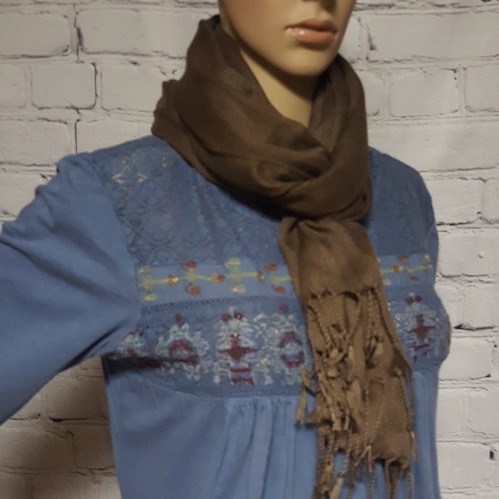 SCARF/WRAP - Branch Brown w/Fringe